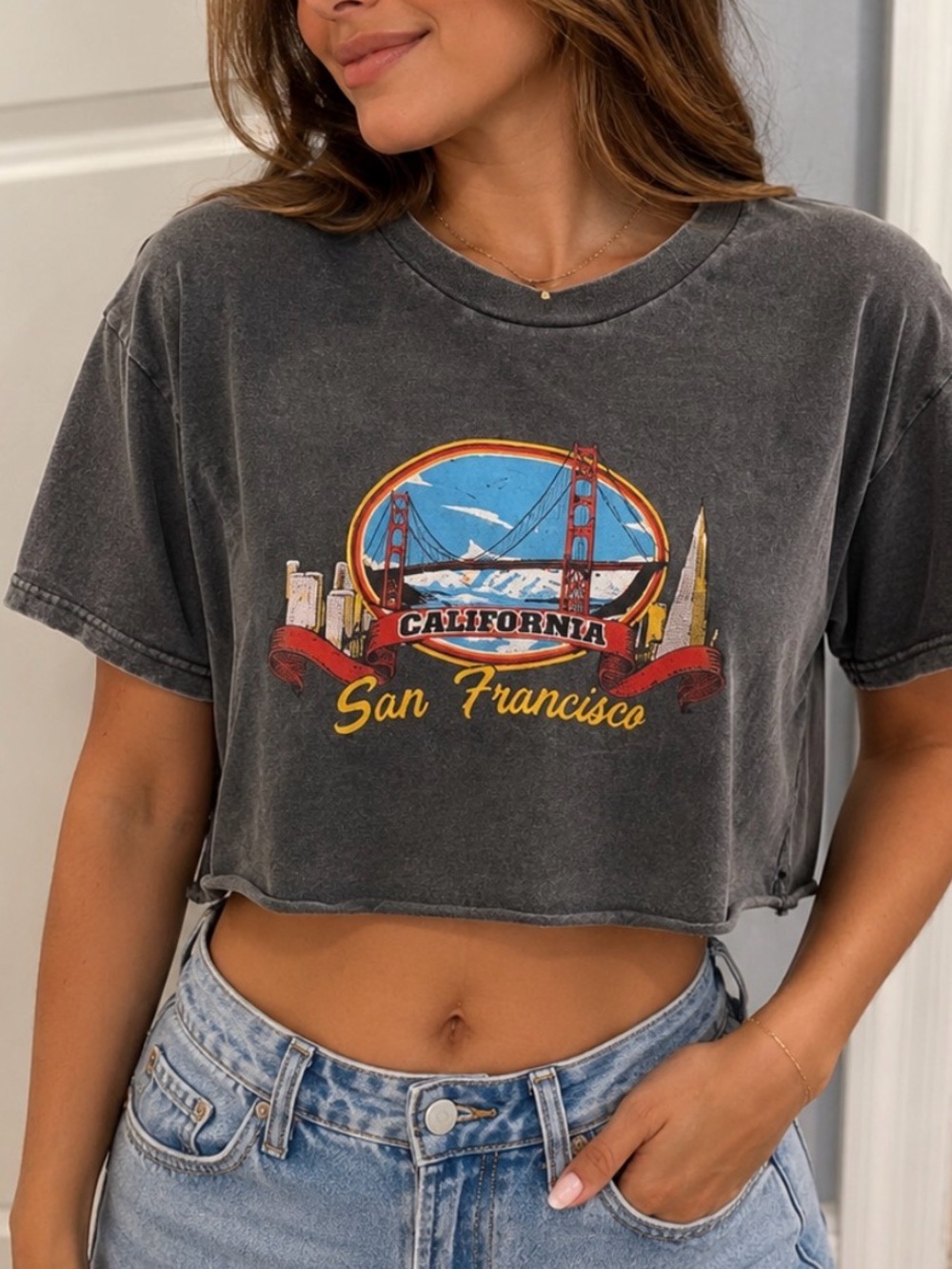 California San Francisco Graphic Tee - Gray, oversized
